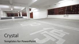  Presentation with indoor smart farming - Theme with exit ramp - indoor carpark atnight in wode background and a light gray colored foreground