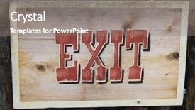  Presentation with old-wood - Presentation consisting of exit sign on a vintage background and a gray colored foreground