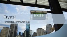  Presentation with sydney - Colorful presentation theme enhanced with exit sign with view backdrop and a  colored foreground