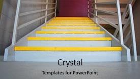  Presentation with rail - Colorful presentation design enhanced with exit stairs - concrete and metal steps backdrop and a light blue colored foreground