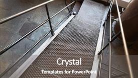  Presentation with metal - Colorful slide set enhanced with exit stairs - metal staircase in a dim backdrop and a gray colored foreground