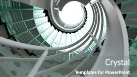  Presentation with metallic - Presentation consisting of exit stairs - modern glass spiral staircase background and a gray colored foreground