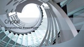  Presentation with metallic - Presentation design having exit stairs - modern glass spiral staircase background and a light blue colored foreground