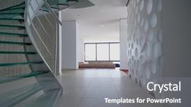  Presentation with spiral heat exchanger - PPT theme having exit stairs - modern glass spiral staircase background and a gray colored foreground