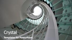  Presentation with metallic - Audience pleasing presentation design consisting of exit stairs - modern glass spiral staircase backdrop and a gray colored foreground