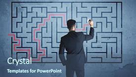  Presentation with strategy maze - PPT theme consisting of exit strategy - businessman finding the solution background and a ocean colored foreground