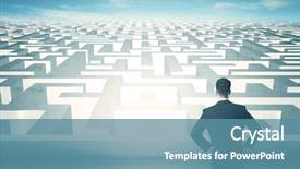  Presentation with strategy - Colorful presentation theme enhanced with exit strategy - businessman looking at labyrinth backdrop and a teal colored foreground