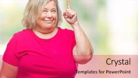  Presentation with plus size fashion model - PPT theme featuring exited and happy number one background and a  colored foreground