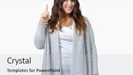  Presentation with plus size fashion model - Beautiful PPT theme featuring exited and happy number one backdrop and a  colored foreground
