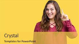  Presentation with young sing woman singing young - Amazing PPT layouts having exited and happy number one backdrop and a  colored foreground