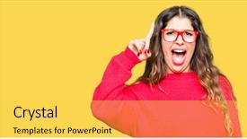  Presentation with young woman wearing boxer gloves - Audience pleasing slide deck consisting of exited and happy number one backdrop and a light gray colored foreground