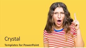  Presentation with young woman wearing boxer gloves - Audience pleasing slide deck consisting of exited and happy number one backdrop and a yellow colored foreground