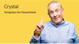  Presentation with 3d man business leader - PPT theme featuring exited and happy number one background and a yellow colored foreground