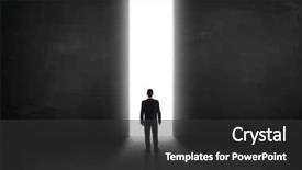  Presentation with tunnel - Audience pleasing PPT layouts consisting of exiting gate - business person looking at wall backdrop and a dark gray colored foreground