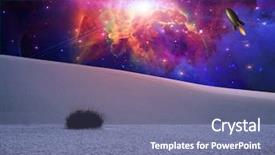 Presentation with fantasy - Slide deck having exo - white sands fantasy landscape elements background and a ocean colored foreground