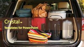  Presentation with ready - Colorful slide deck enhanced with family traveling - suitcases and bags in trunk backdrop and a tawny brown colored foreground