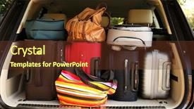  Presentation with paper bag vs plastic bags - PPT theme with suitcases and bags in trunk background and a tawny brown colored foreground