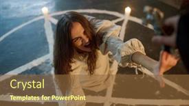  Presentation with devil - Audience pleasing theme consisting of exorcist-casting-out-devil backdrop and a tawny brown colored foreground