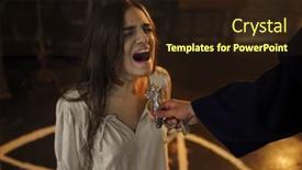  Presentation with devil - Slide set enhanced with exorcist-casting-out-devil background and a wine colored foreground