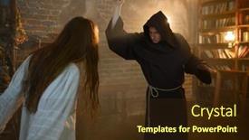  Presentation with satan - Presentation design with exorcist-casting-out-satan background and a wine colored foreground