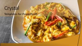  Presentation with thai food - Beautiful PPT layouts featuring exoskeleton - chili crab meat fried backdrop and a yellow colored foreground