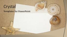  Presentation with female and beach - Cool new presentation theme with exoskeleton - message from beach backdrop and a coral colored foreground