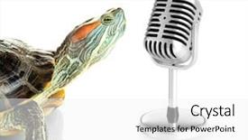  Presentation with ear - Cool new presentation with exoskeleton - red ear turtle with microphone backdrop and a white colored foreground