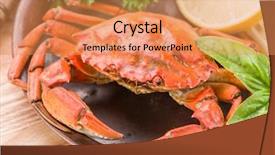  Presentation with crab - Cool new slide deck with exoskeleton - seafood dish - cooked crab backdrop and a coral colored foreground