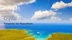  Presentation with lagoon - Presentation theme enhanced with exotic-aerial-view background and a light blue colored foreground