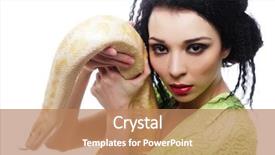  Presentation with python - Amazing PPT theme having exotic animals - beautiful woman holding yellow python backdrop and a  colored foreground