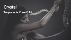  Presentation with python - Colorful presentation theme enhanced with exotic brunette woman posing with a python snake australian backdrop and a dark gray colored foreground
