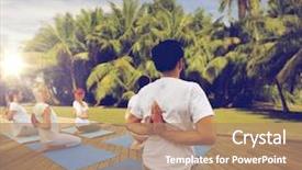  Presentation with prayer - Amazing theme having exotic exercise - fitness sport yoga and healthy backdrop and a coral colored foreground