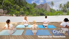  Presentation with prayer - Slide deck with exotic exercise - fitness sport yoga and healthy background and a coral colored foreground