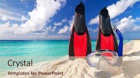  Presentation with tropical - Amazing presentation having exotic exercise - snorkeling mask and fins backdrop and a lemonade colored foreground