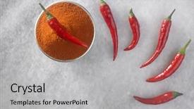  Presentation with padi - Cool new PPT theme with exotic food - chili padi and chili powder backdrop and a light gray colored foreground