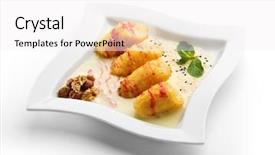  Presentation with deep - Audience pleasing theme consisting of exotic food - dessert - deep fried banana backdrop and a white colored foreground