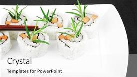  Presentation with white cheese - Cool new presentation with exotic food - japanese cuisine - california roll backdrop and a  colored foreground