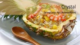  Presentation with pineapple - PPT theme consisting of exotic food - pineapple fried rice background and a yellow colored foreground