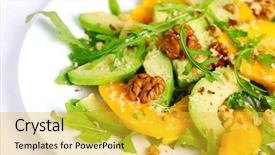  Presentation with mango - Cool new presentation with exotic food - salad with mango avocado arugula backdrop and a yellow colored foreground