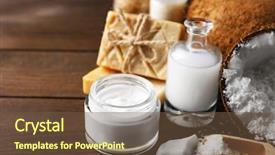  Presentation with coconut - Beautiful slide deck featuring exotic food - spa coconut products on dark backdrop and a tawny brown colored foreground