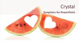  Presentation with bllack love - Colorful PPT layouts enhanced with exotic food - summer love watermelon slices couple backdrop and a  colored foreground