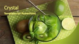  Presentation with kiwi - Colorful slide deck enhanced with exotic food - tasty kiwi jam in glass backdrop and a tawny brown colored foreground