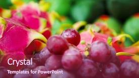 Presentation with dragon fruit - Cool new PPT layouts with exotic food - tropical fruit fresh grapes backdrop and a violet colored foreground