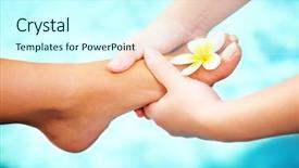  Presentation with foot treatment - Beautiful PPT layouts featuring exotic foot massage and spa backdrop and a cool aqua colored foreground