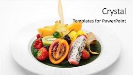  Presentation with exotic dish - Beautiful PPT theme featuring exotic fruit dish with mint backdrop and a white colored foreground