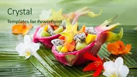  Presentation with dragon fruit - Colorful presentation design enhanced with exotic fruit salad served backdrop and a mint green colored foreground