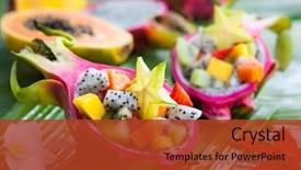  Presentation with dragon fruit - Cool new slides with exotic fruit salad served backdrop and a tawny brown colored foreground