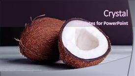  Presentation with coconut - PPT layouts featuring exotic fruits - coconut cut in half background and a wine colored foreground