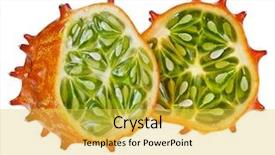  Presentation with fruit - Slides with exotic fruits - kiwano fruit isolated on white background and a yellow colored foreground