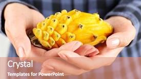  Presentation with pitahaya - Presentation theme enhanced with exotic fruits - woman holding pitahaya background and a coral colored foreground